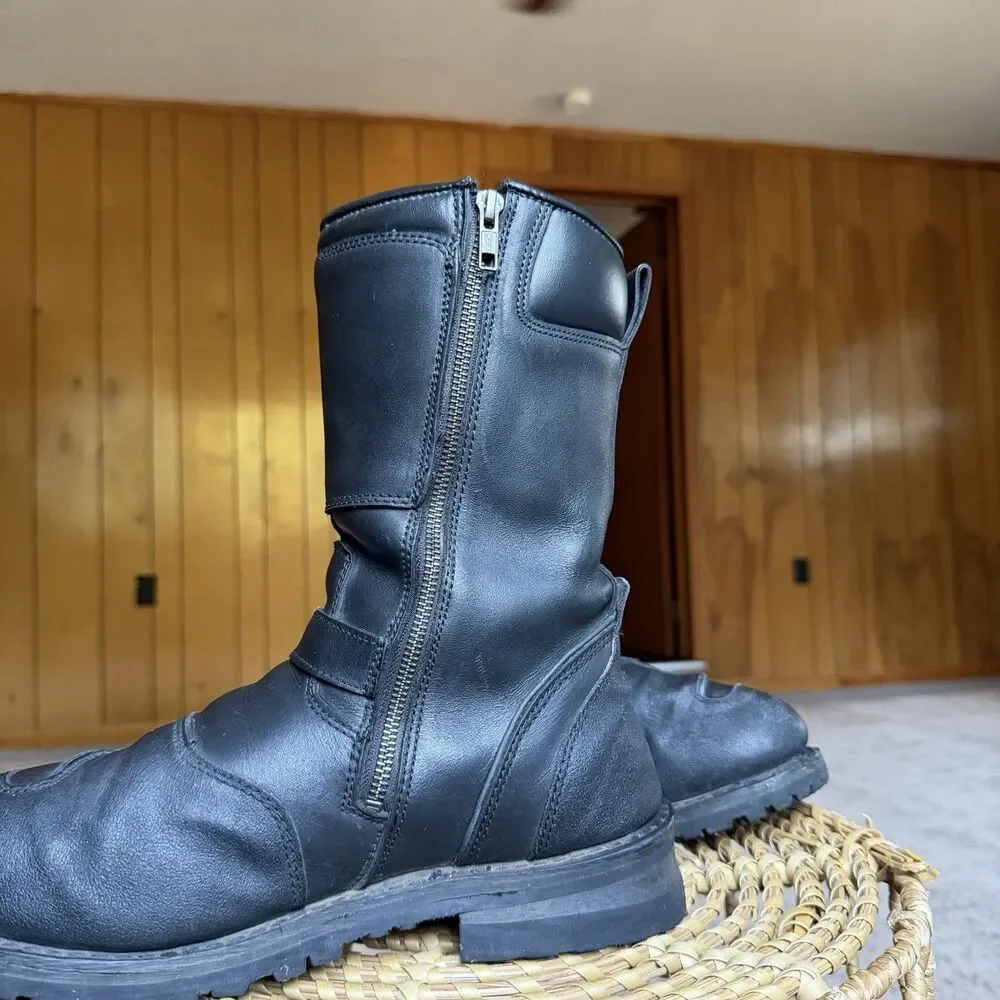 Milwaukee Leather Men's Black Leather Motorcycle Boots Size 12